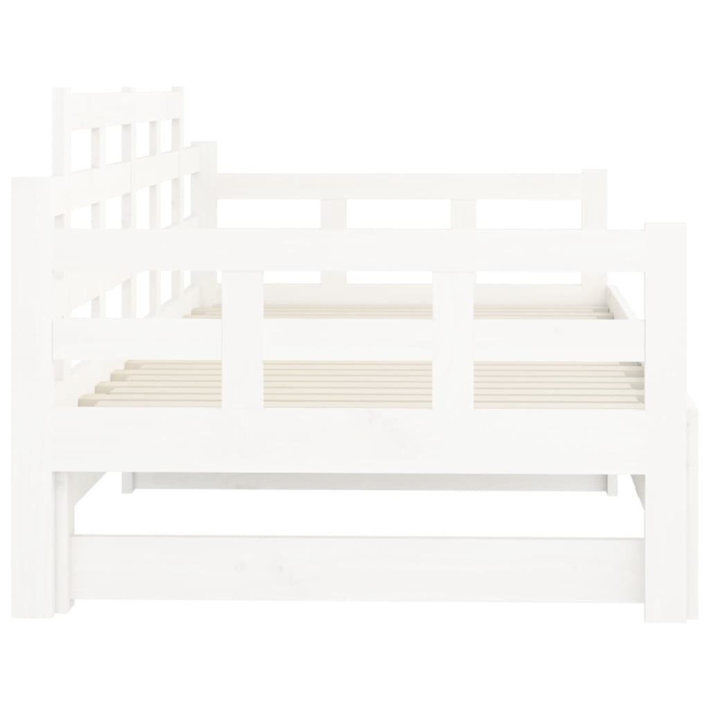 Pull-out Day Bed without Mattress White Solid Wood Pine 2x cm