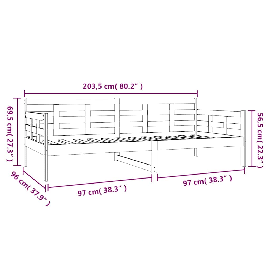 Day Bed without Mattress White Solid Wood Pine 90x200 cm