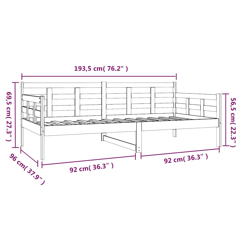 Day Bed without Mattress Solid Wood Pine 90x190 cm Single