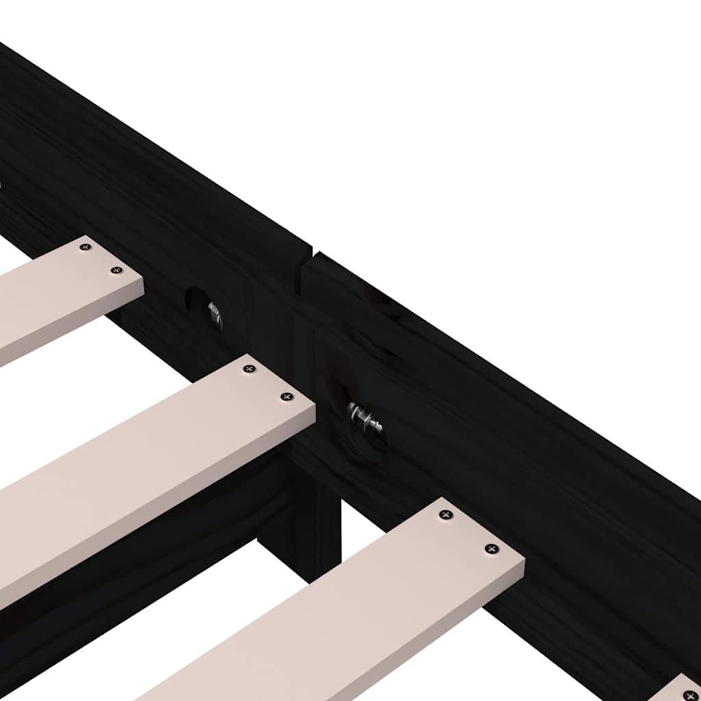 Stack Bed without Mattress Black 90x200 cm Solid Wood Pine