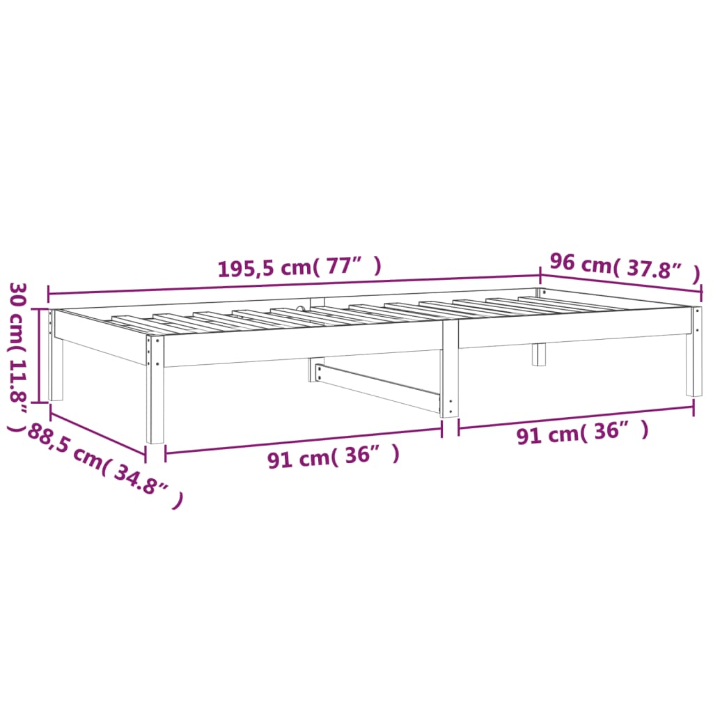 Day Bed | Natural Wood | Solid Pine Wood | Single | Day Bed | Rectangular