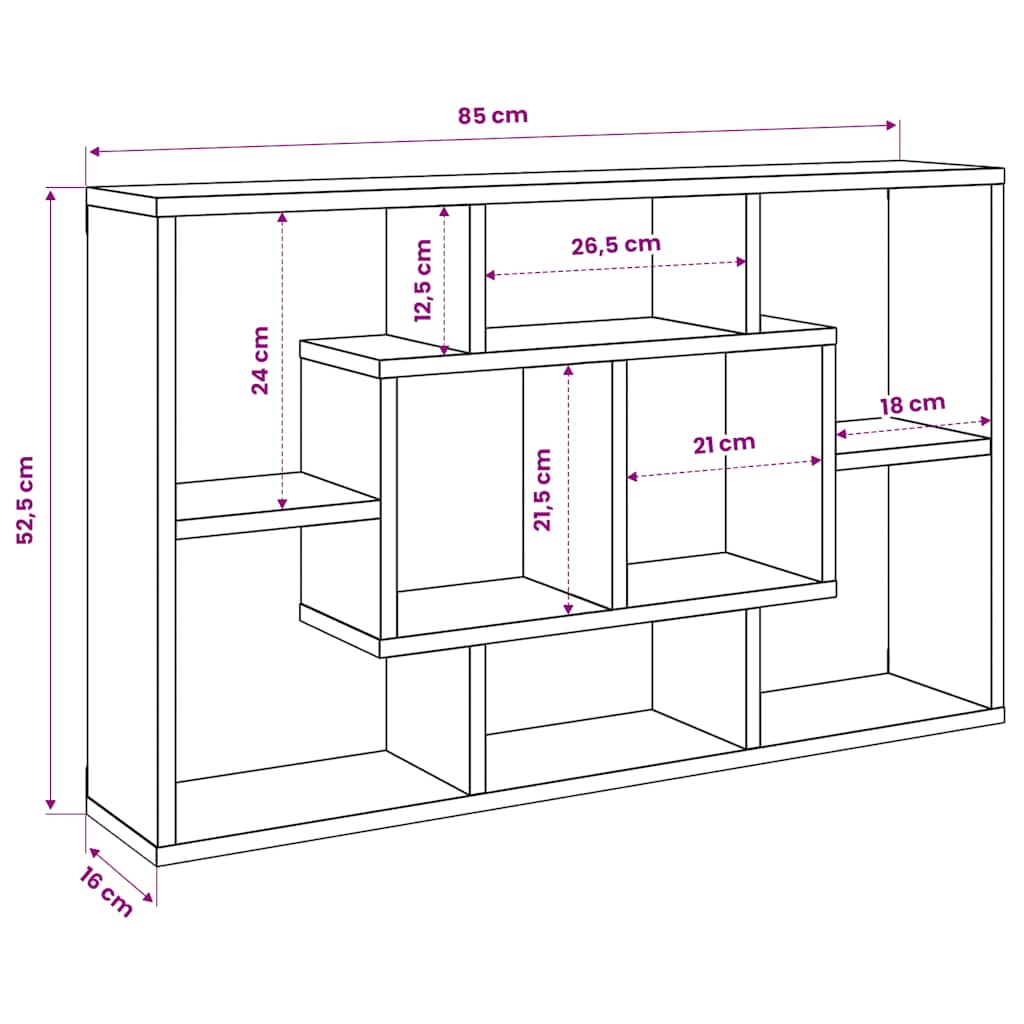 Wall Shelf Concrete Grey 85x16x52.5 cm Engineered Wood