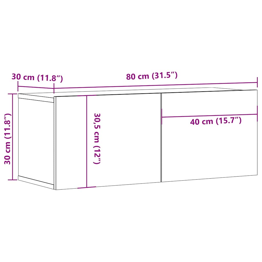 2 Piece TV Cabinet Set White 80x30x30 cm Engineered Wood