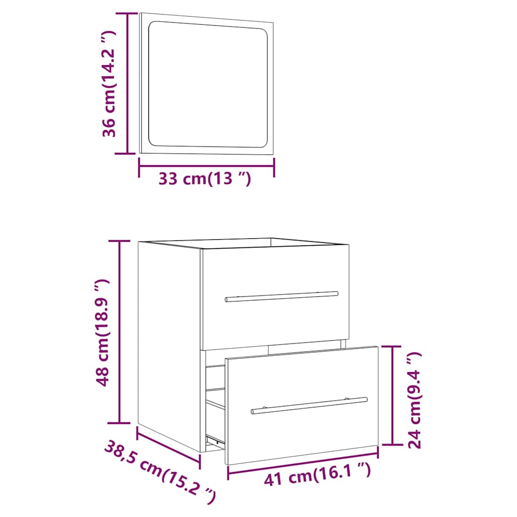 Bathroom Cabinet with Mirror White 41x38.5x48 cm Engineered Wood