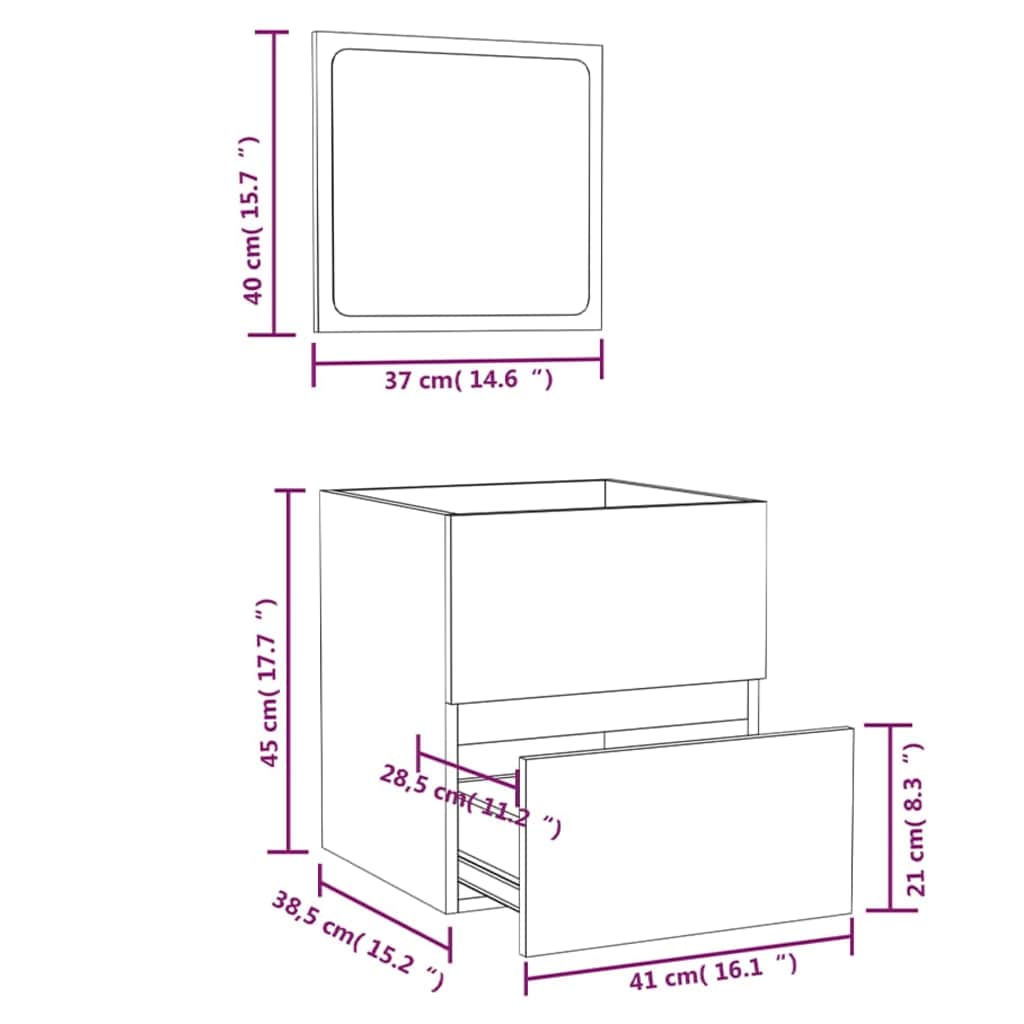 Bathroom Cabinet with Mirror Concrete Grey Engineered Wood