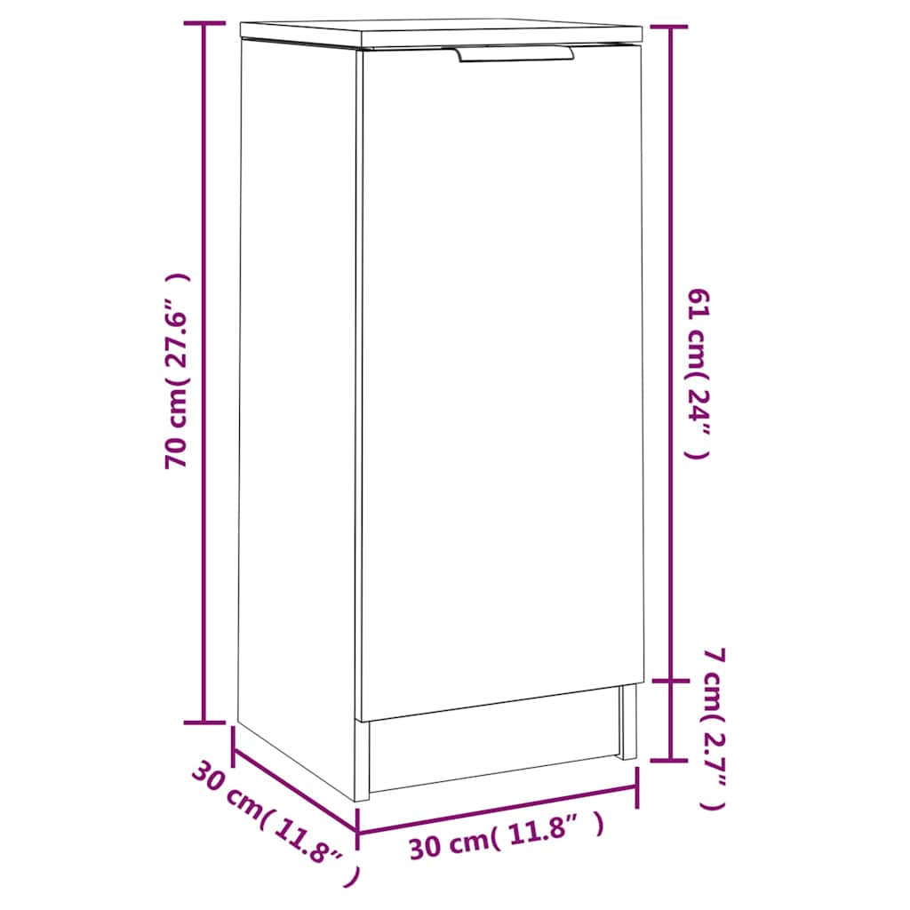 Sideboard White 30x30x70 cm Engineered Wood