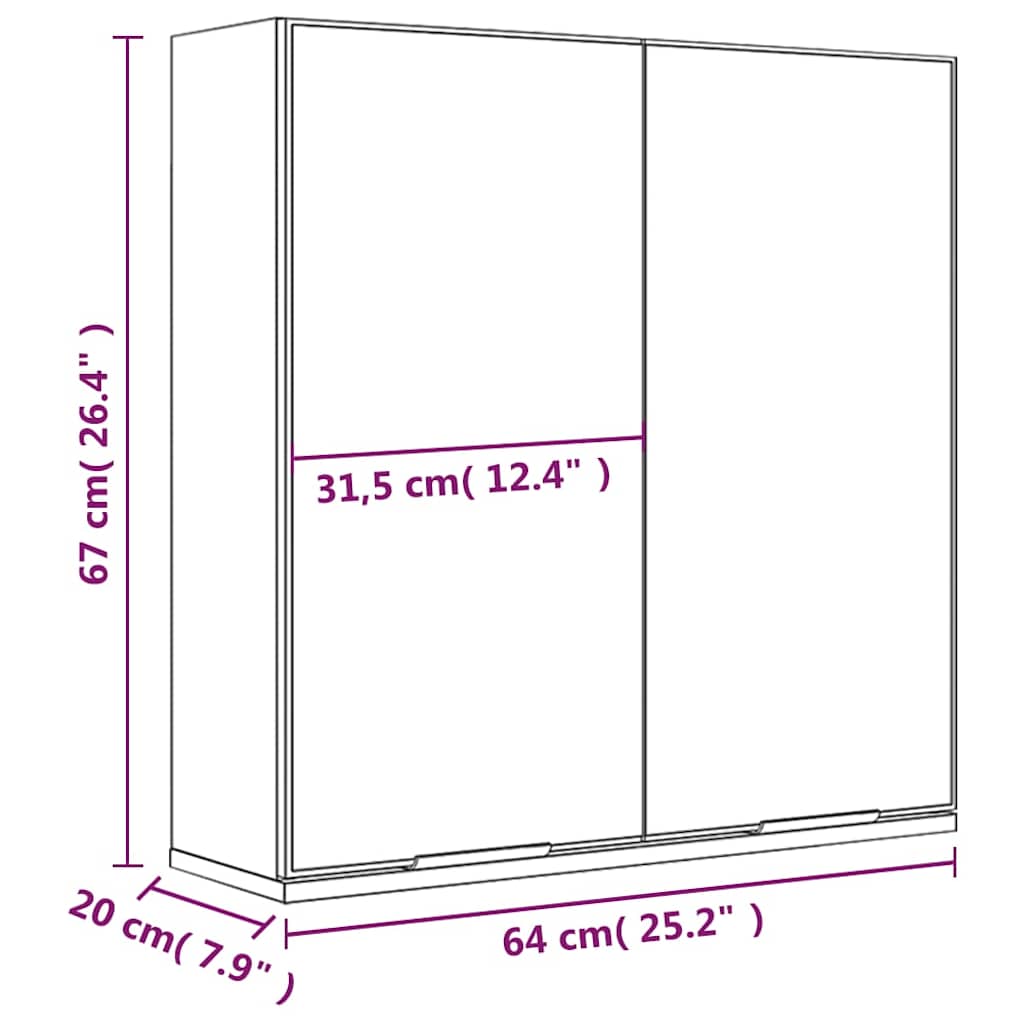 Bathroom Mirror Cabinet | White | Engineered wood | Medium