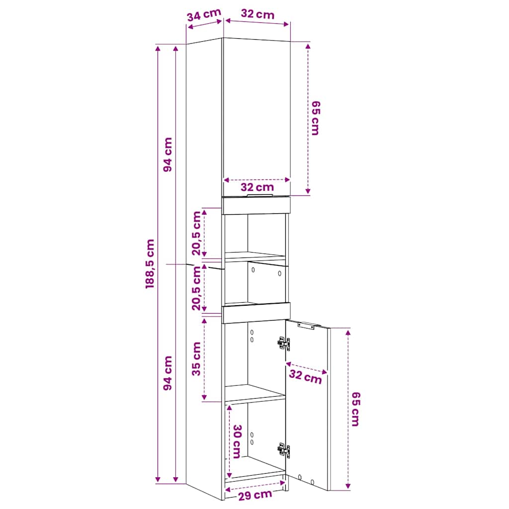 Bathroom Cabinet | White | Engineered Wood | Tall | Bathroom Cabinet