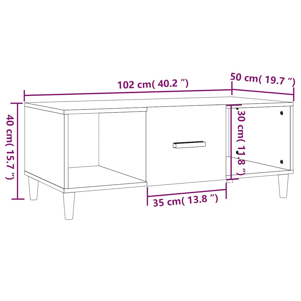 Coffee Table Black 102x50x40 cm Engineered Wood