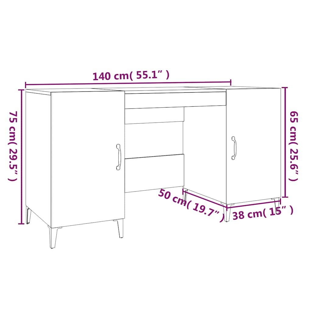 Desk Concrete Grey 140x50x75 cm Engineered Wood