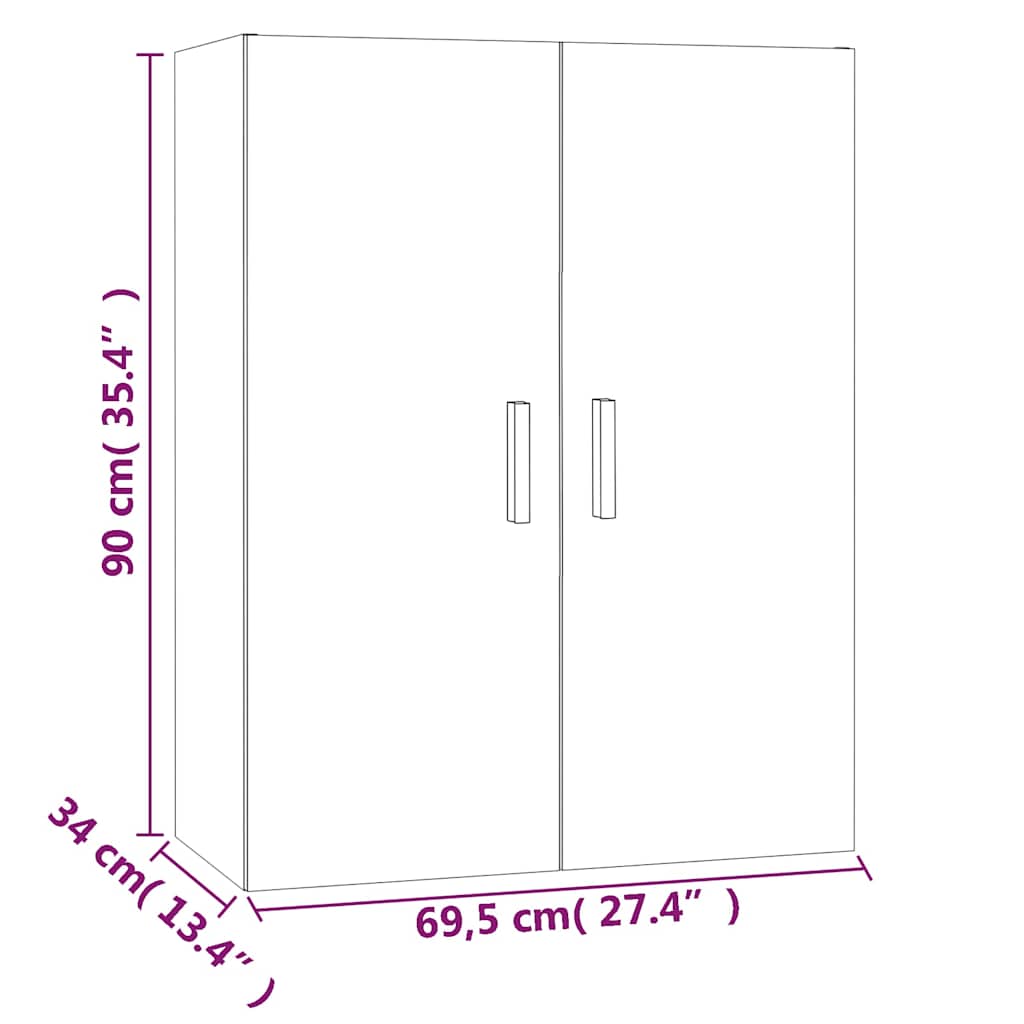 Hanging Wall Cabinet Smoked Oak 69.5x34x90 cm