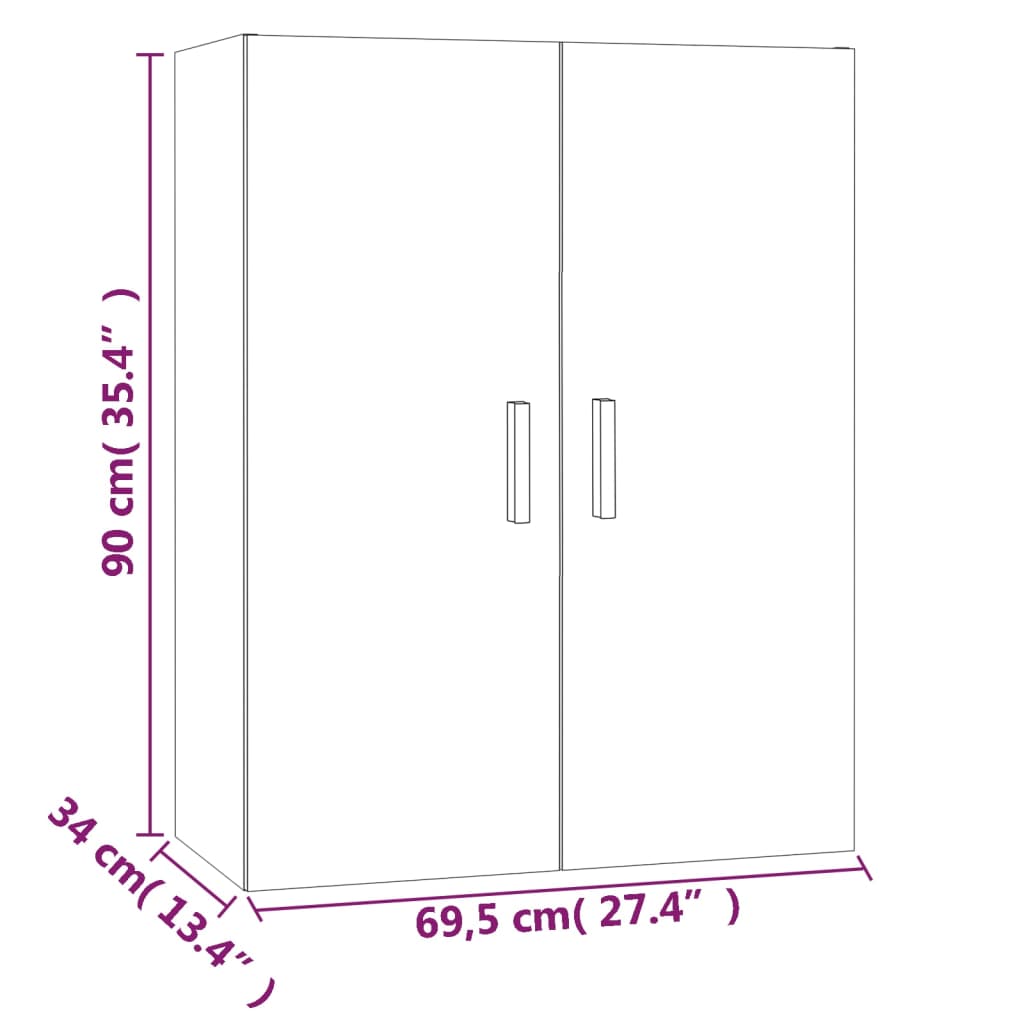 Hanging Wall Cabinet Grey Sonoma 69.5x34x90 cm