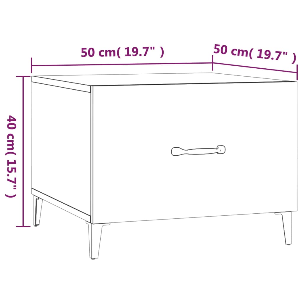 Coffee Table with Metal Legs Brown Oak 50x50x40 cm