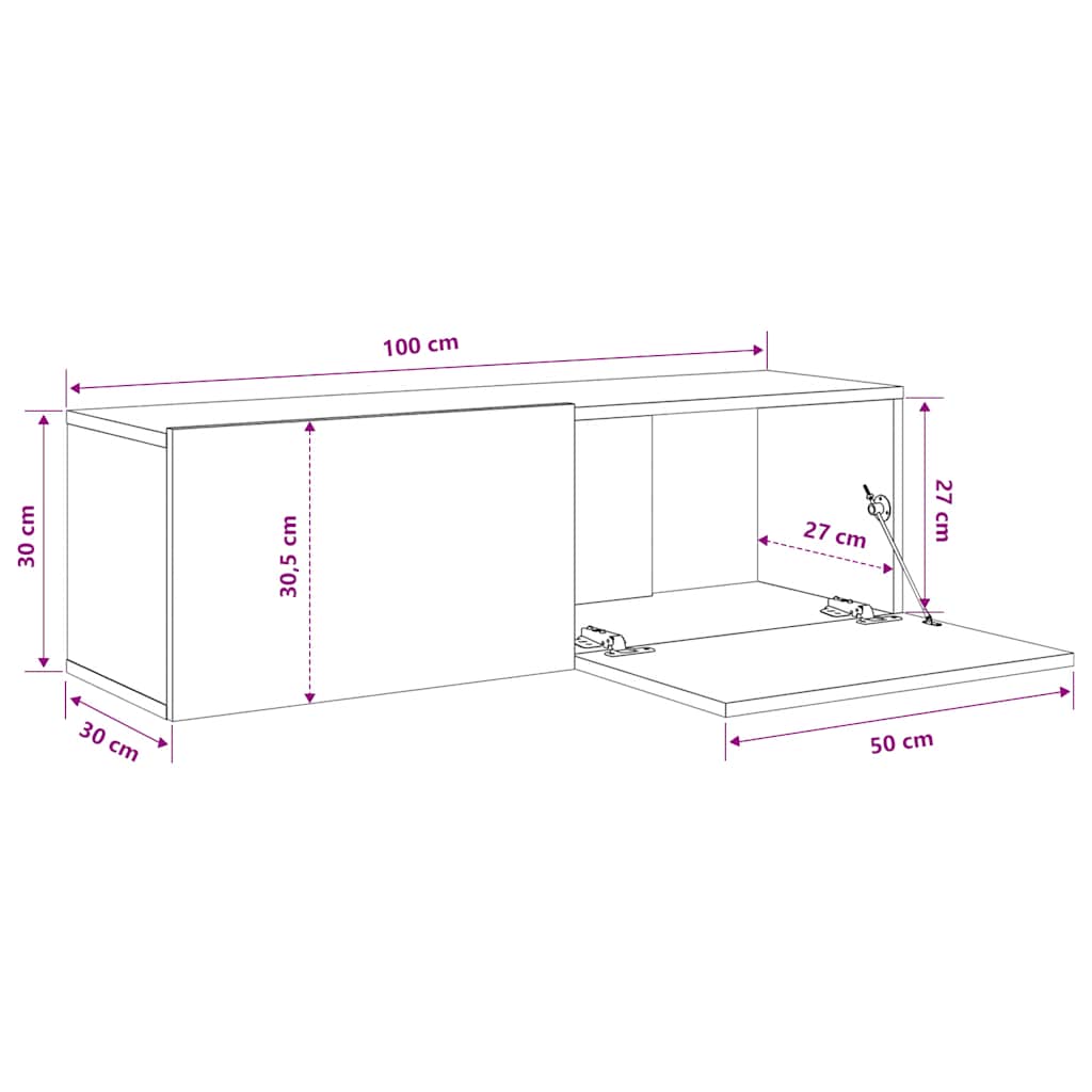 Wall TV Cabinets 2 pcs Smoked Oak 100x30x30 cm Engineered Wood