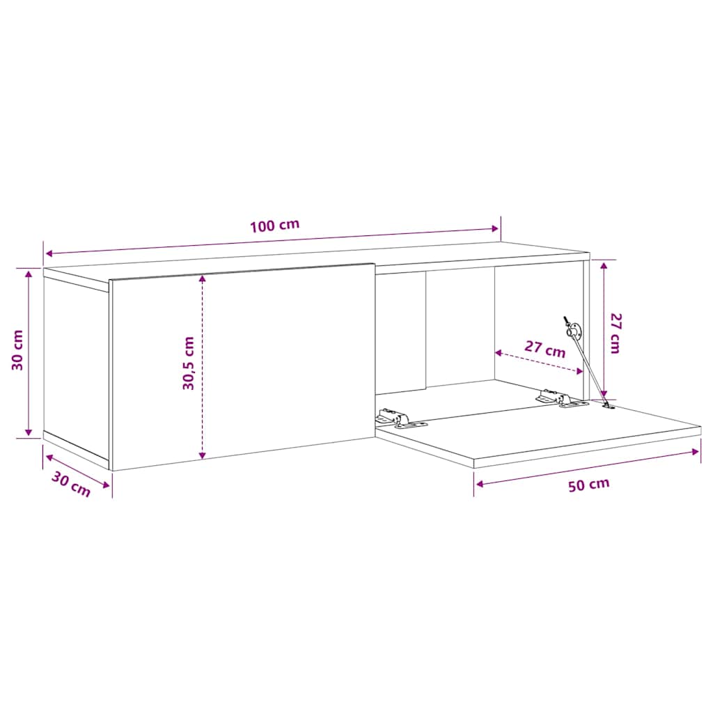 Wall TV Cabinets 2 pcs Smoked Oak 100x30x30 cm Engineered Wood
