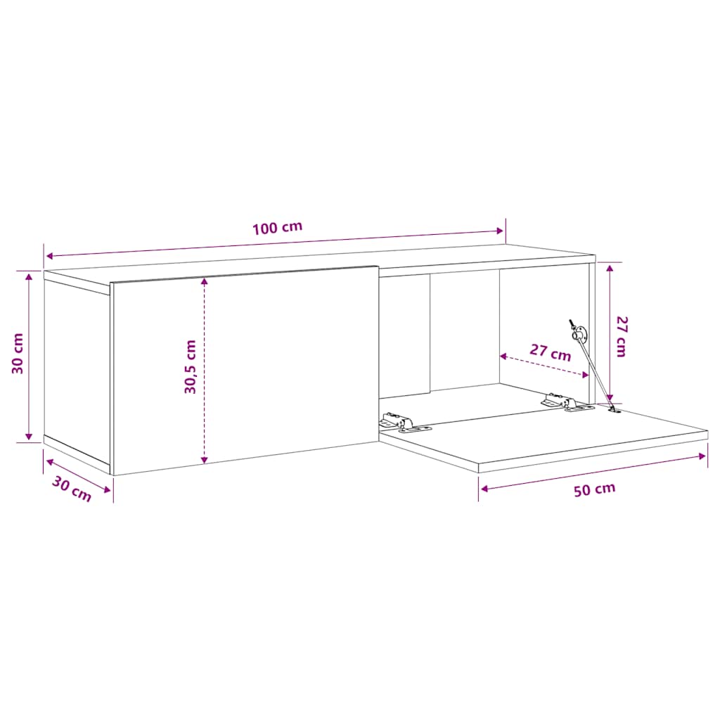 Wall TV Cabinets 2 pcs Grey Sonoma 100x30x30 cm Engineered Wood