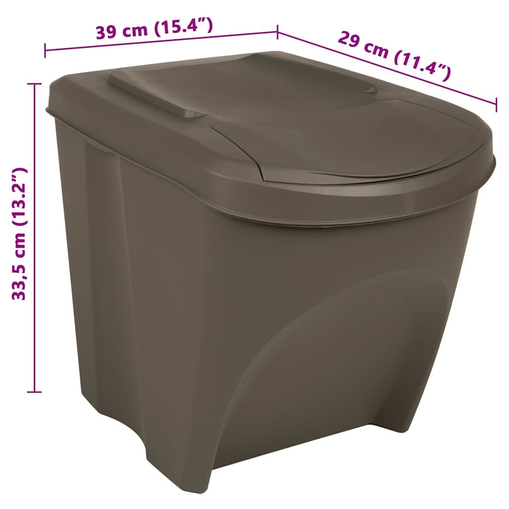 Stackable Garbage Bin Boxes 3 pcs Grey 75 L Polypropylene