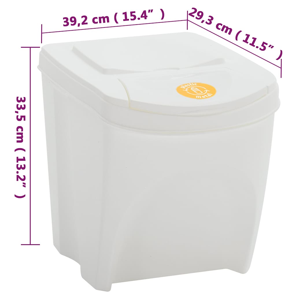 Stackable Garbage Bin Boxes 4 pcs White 100 L Polypropylene