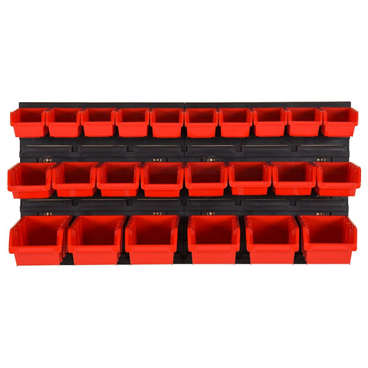 26 Piece Workshop Shelf Set Red and Black 77x39cm Polypropylene