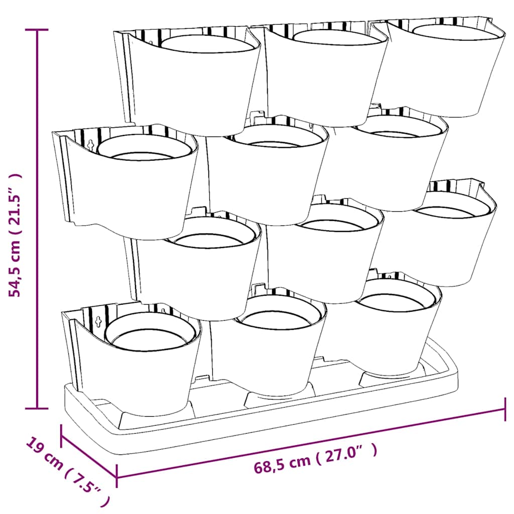 Garden Plant Set | Anthracite | Polypropylene | Large