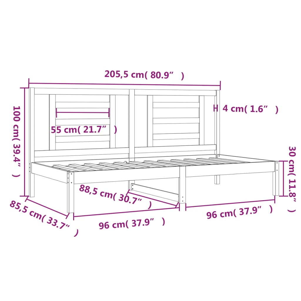 Day Bed without Mattress White 80x200 cm Solid Wood Pine