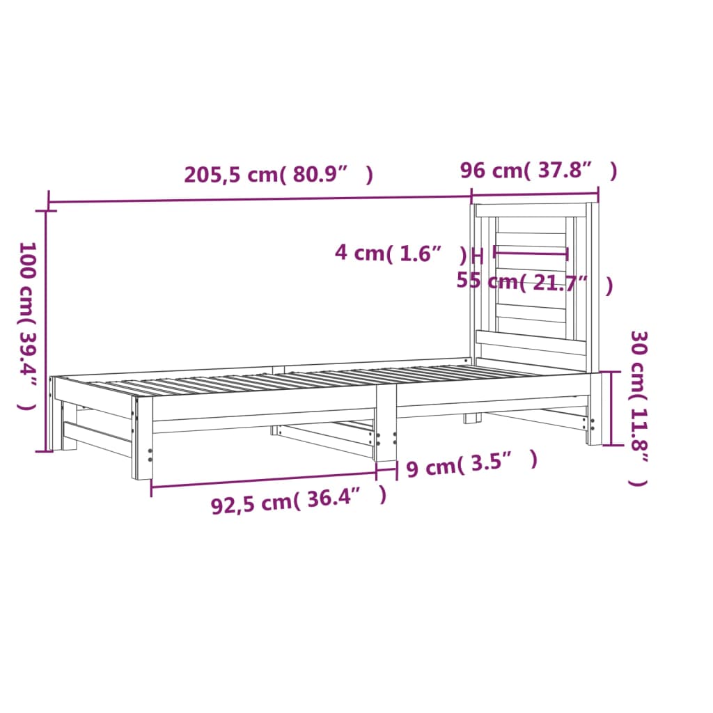 Pull-out Day Bed without Mattress 2x(90x200) cm