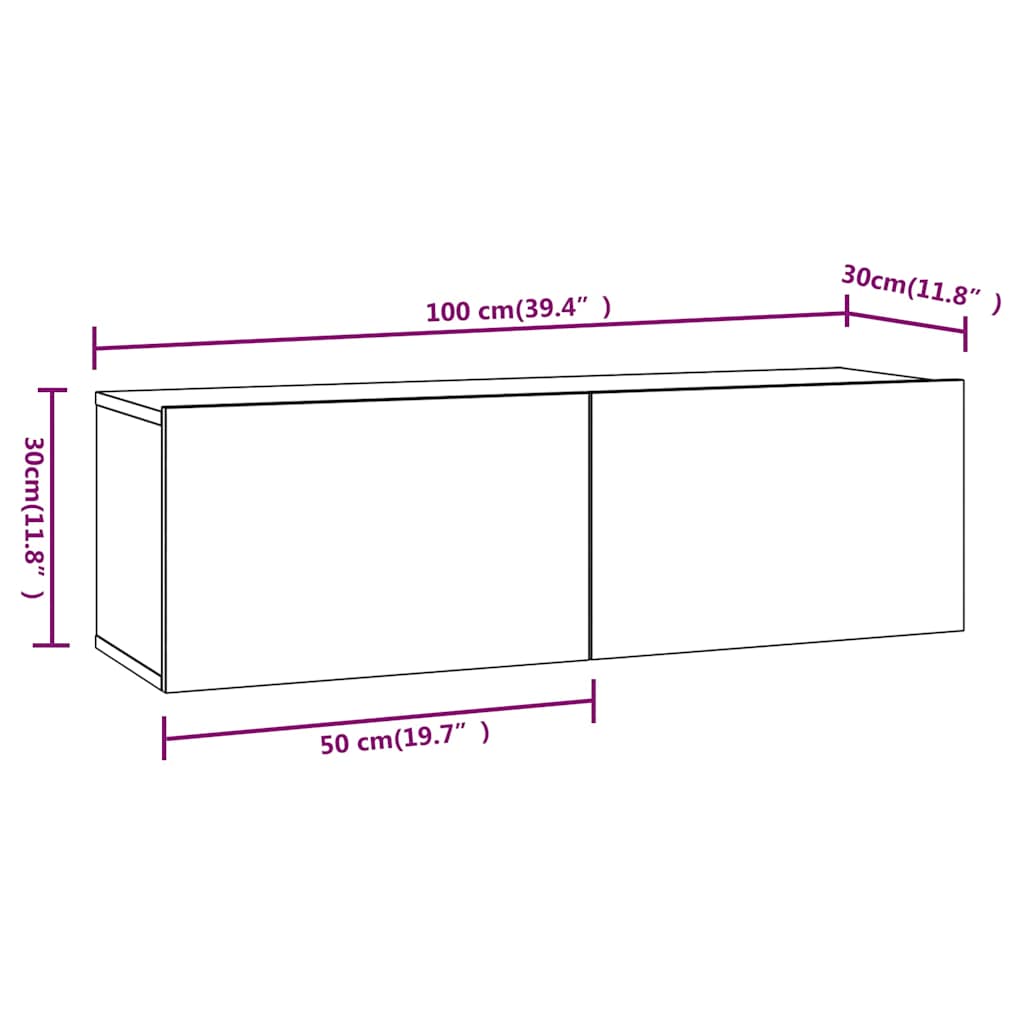 Wall TV Cabinets 4 pcs Concrete Grey 100x30x30 cm