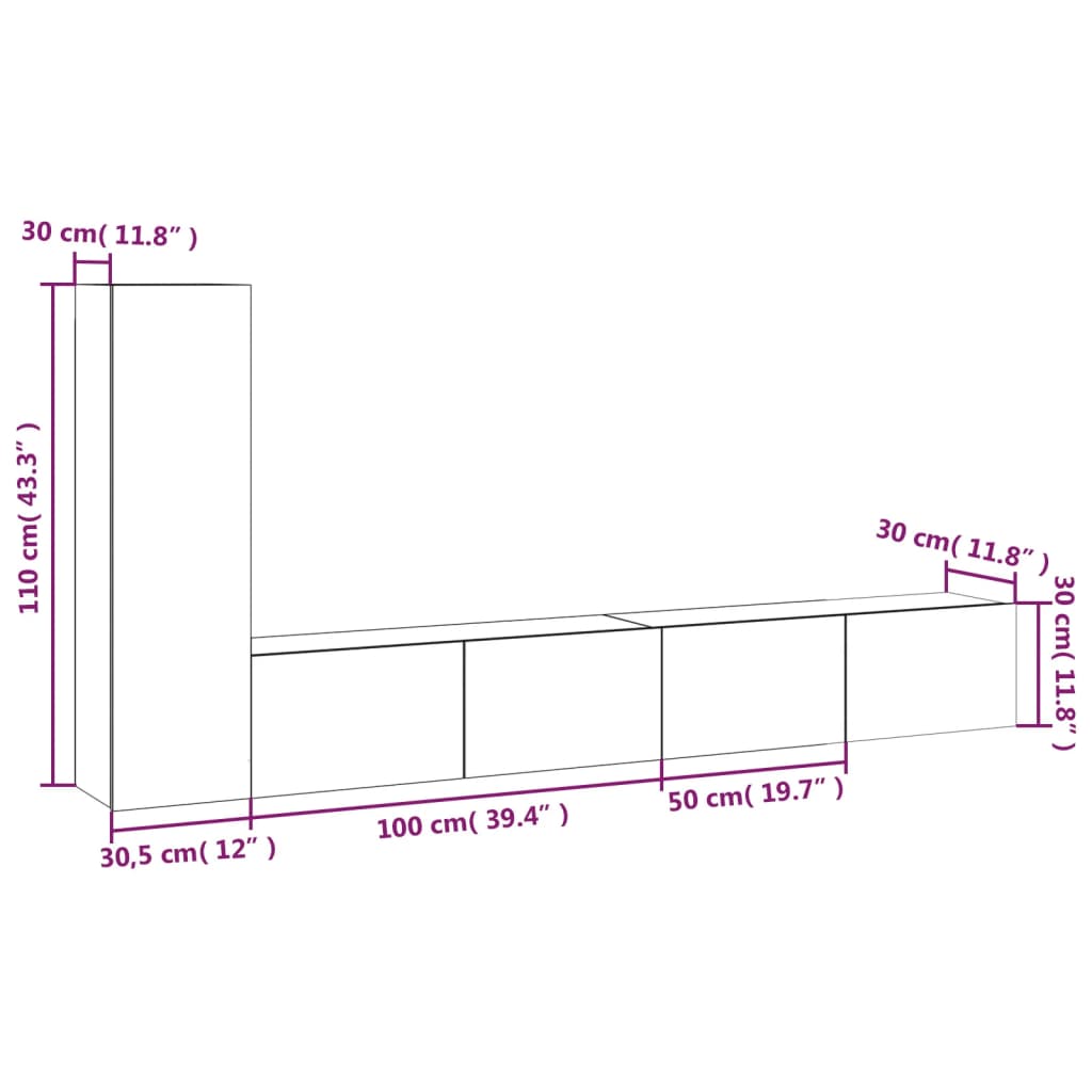 3 Piece TV Cabinet Set Concrete Grey Engineered Wood