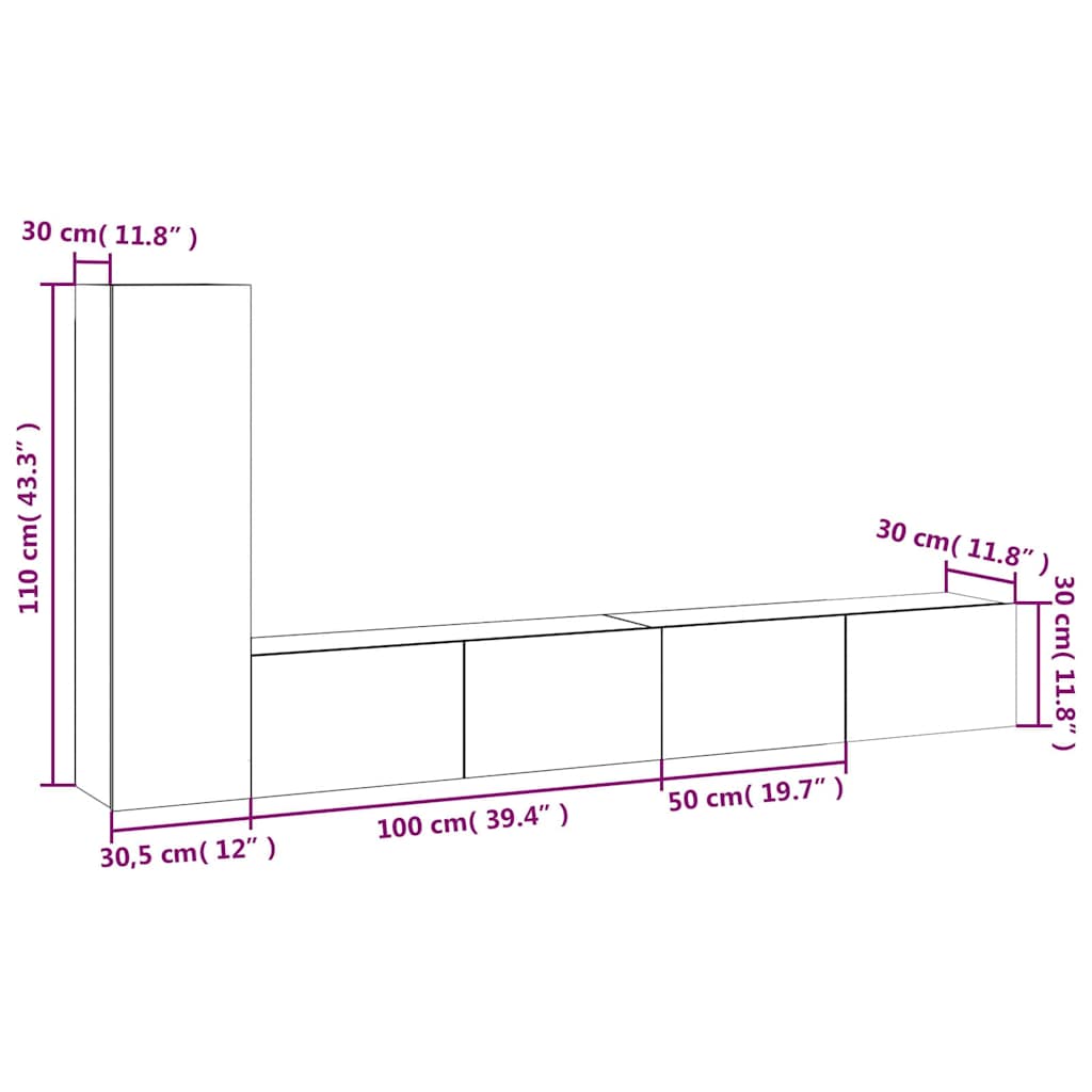 3 Piece TV Cabinet Set Grey Sonoma Engineered Wood