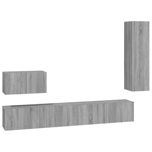 4 Piece TV Cabinet Set Grey Sonoma Engineered Wood