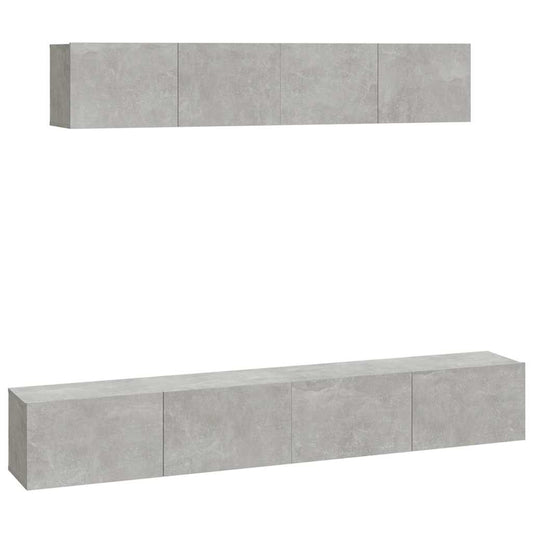 4 Piece TV Cabinet Set Concrete Grey Engineered Wood