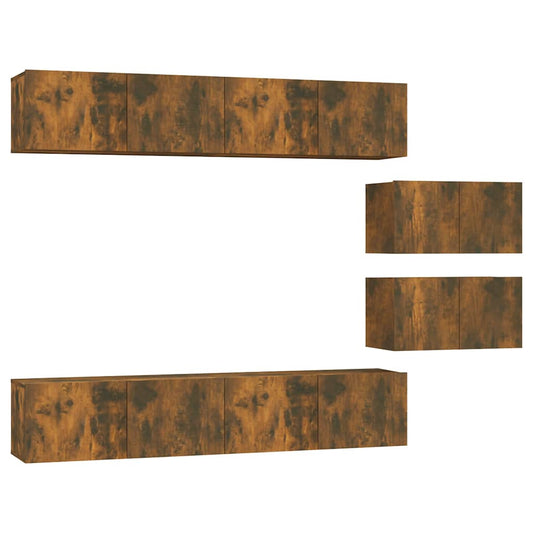 4 Piece TV Cabinet Set Smoked Oak Engineered Wood