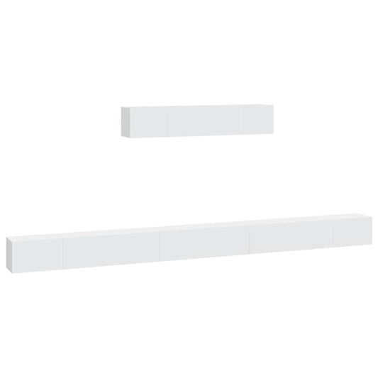 4 Piece TV Cabinet Set White Engineered Wood