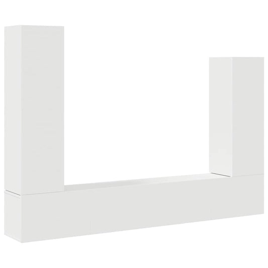 4 Piece TV Cabinet Set White Engineered Wood