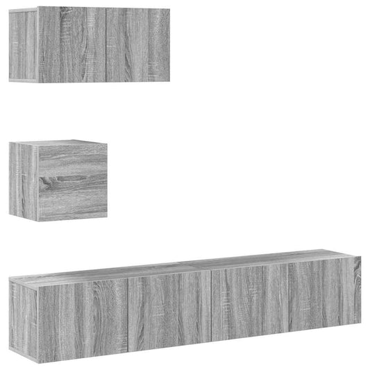 4 Piece TV Cabinet Set Grey Sonoma Engineered Wood