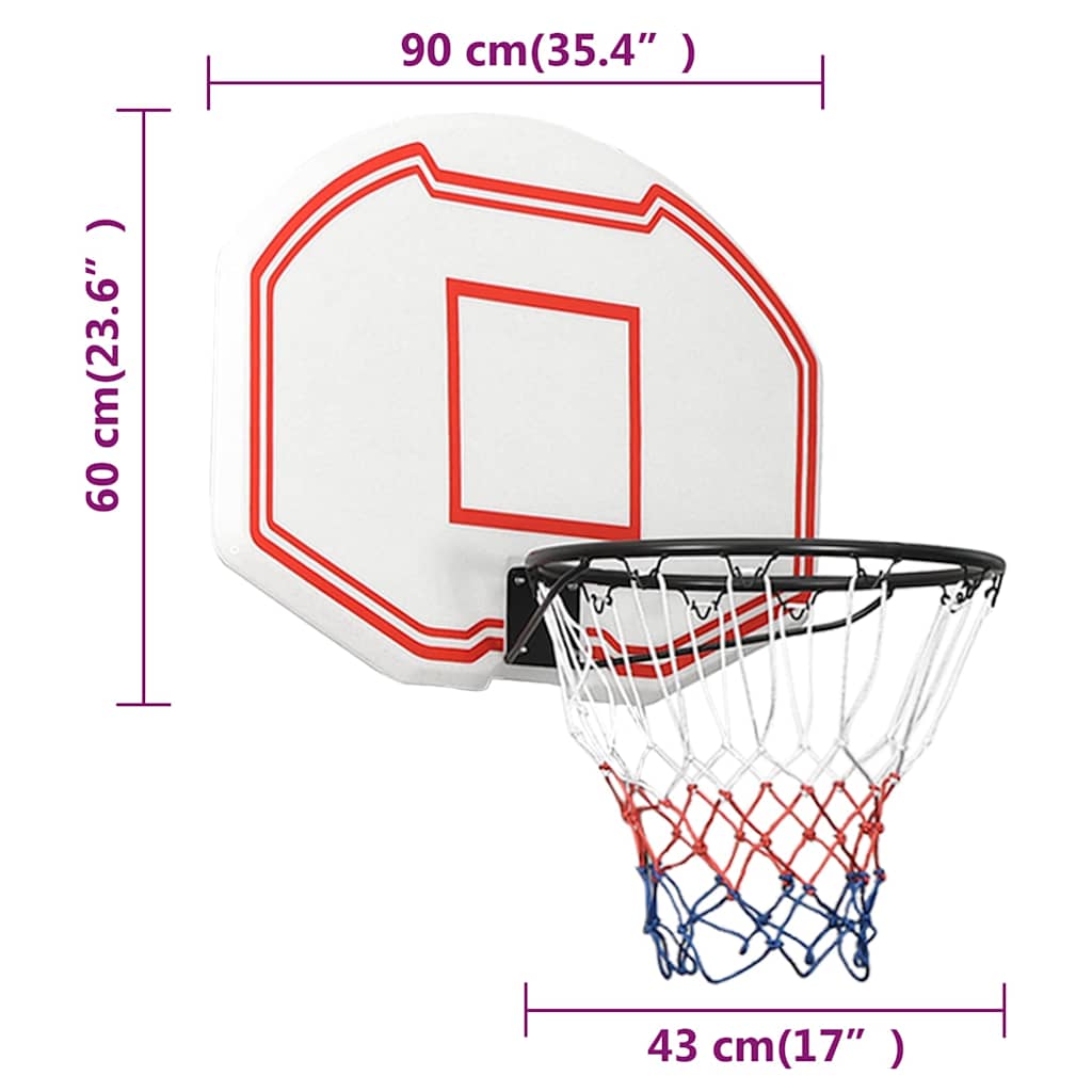 Basketball Backboard White 90x60x2 cm Polyethene