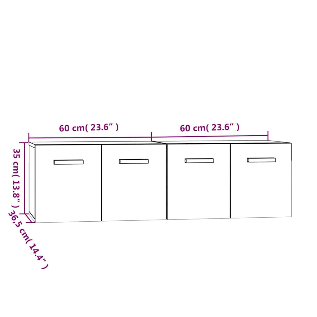 Wall Cabinets 2 pcs White 60x36.5x35 cm Engineered Wood