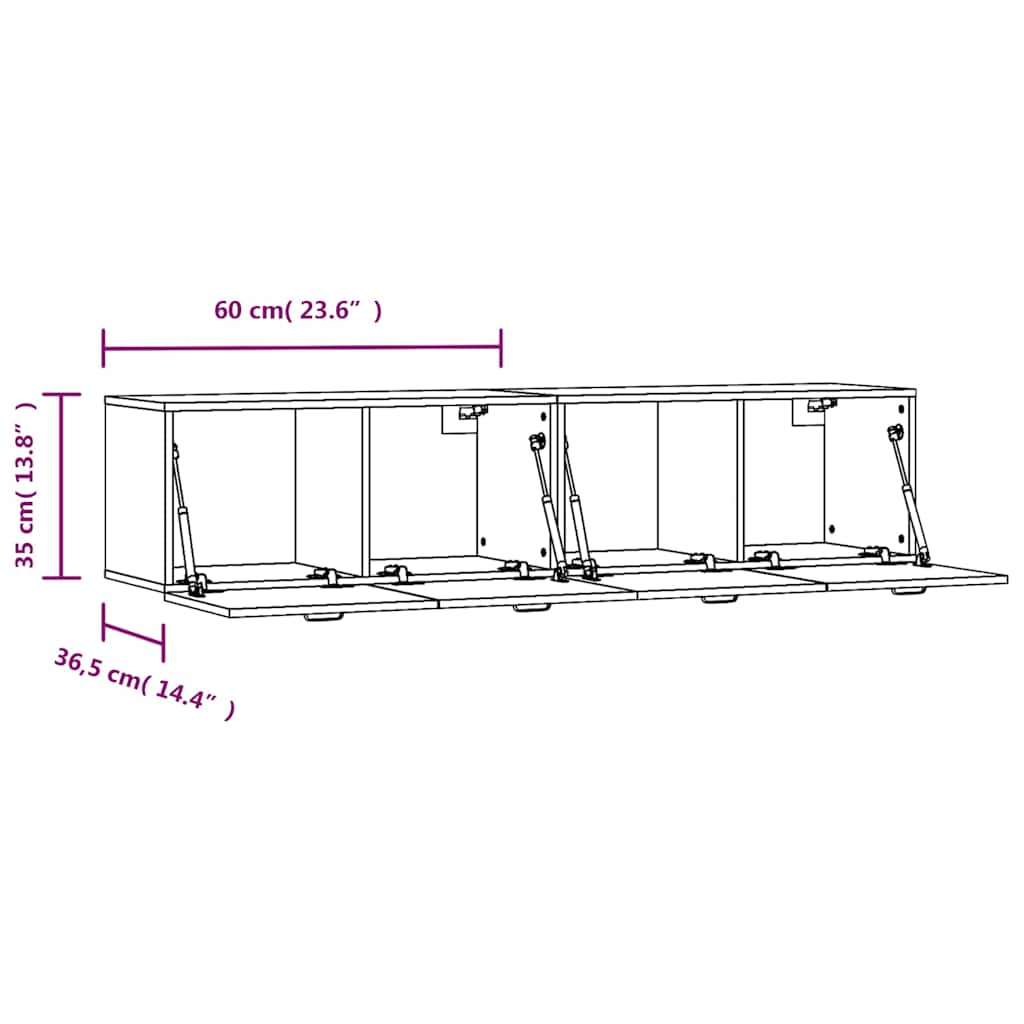 Wall Cabinets 2 pcs Concrete Grey 60x36.5x35 cm Engineered Wood