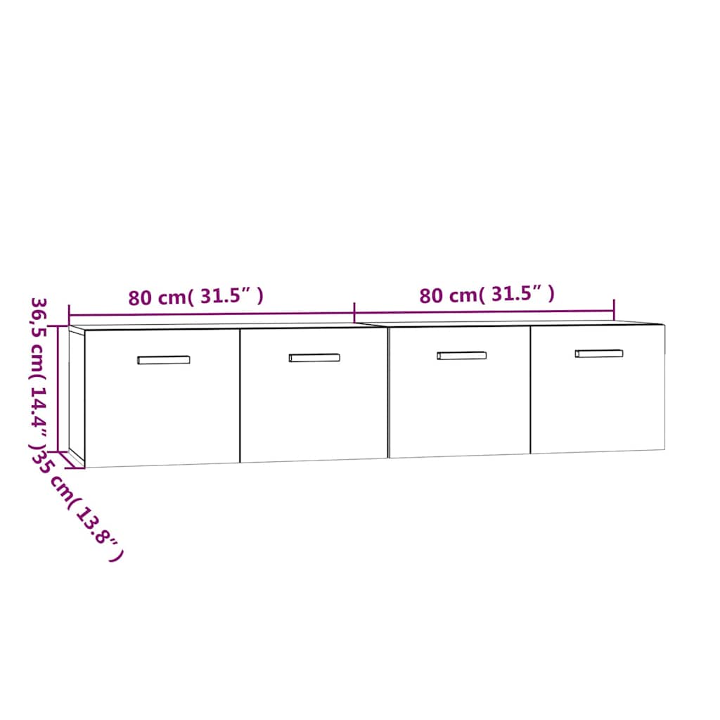 Wall Cabinets 2 pcs Sonoma Oak 80x35x36.5 cm Engineered Wood
