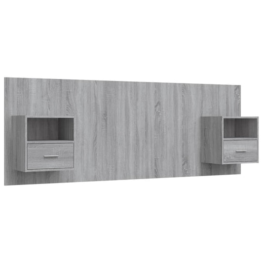 Bed Headboard with Cabinets Grey Sonoma Engineered Wood