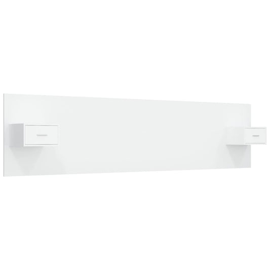 Bed Headboard with Cabinets White Engineered Wood