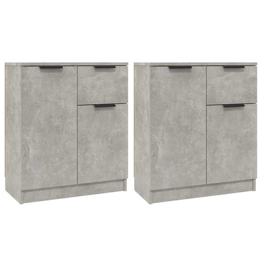 Sideboards 2 pcs Concrete Grey 60x30x70 cm Engineered Wood