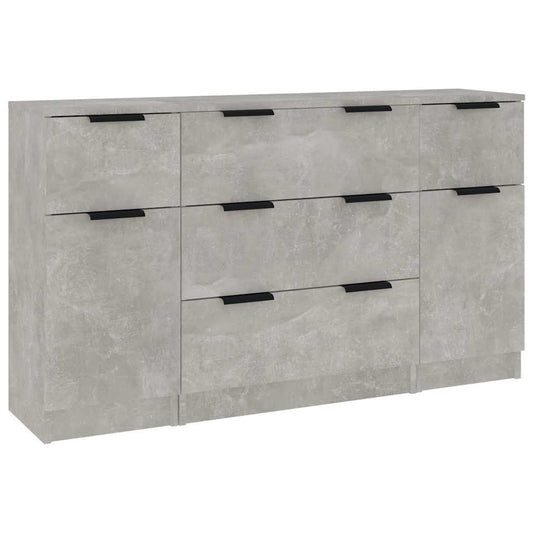 3 Piece Sideboard Set Concrete Grey Engineered Wood