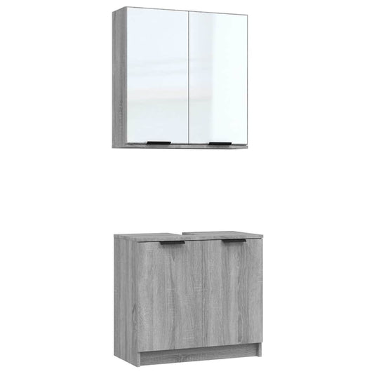 2 Piece Bathroom Cabinet Set Grey Sonoma Engineered Wood