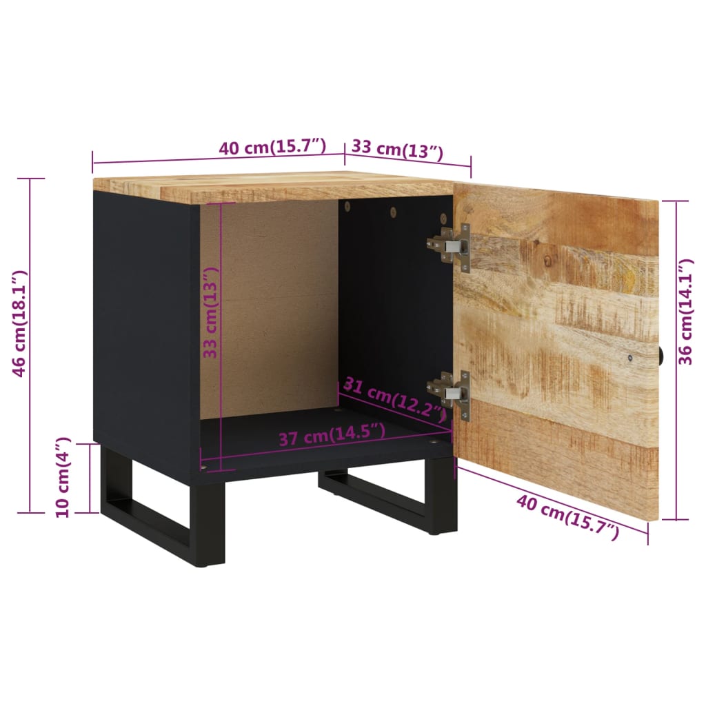 Bedside Cabinet 15.7"x13"x18.1" Solid Wood Mango