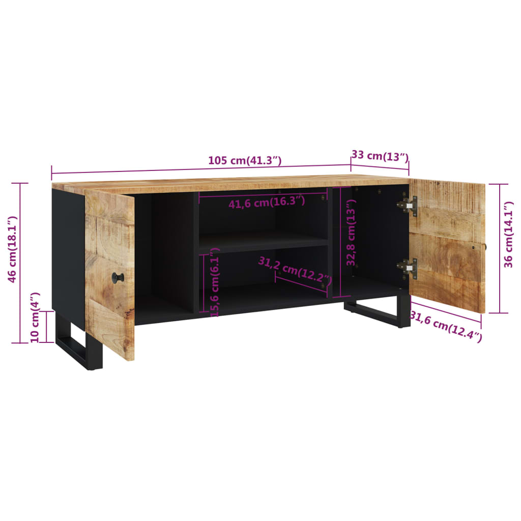TV Cabinet | Black | Solid mango wood | Medium | TV Cabinet | Rectangular