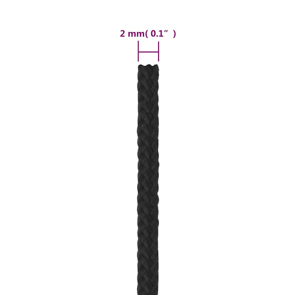 Boat Rope Full Black 2 mm 25 m Polypropylene