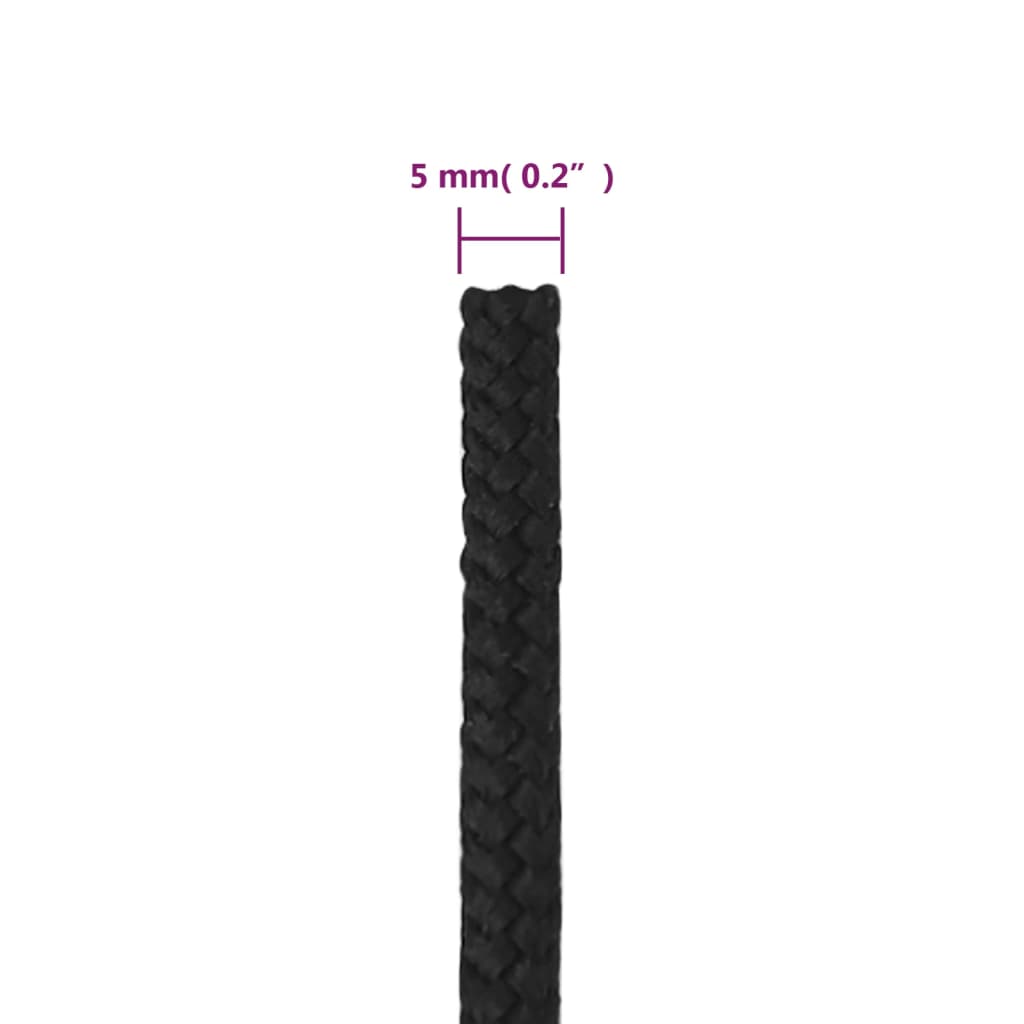 Boat Rope Full Black 5 mm 25 m Polypropylene