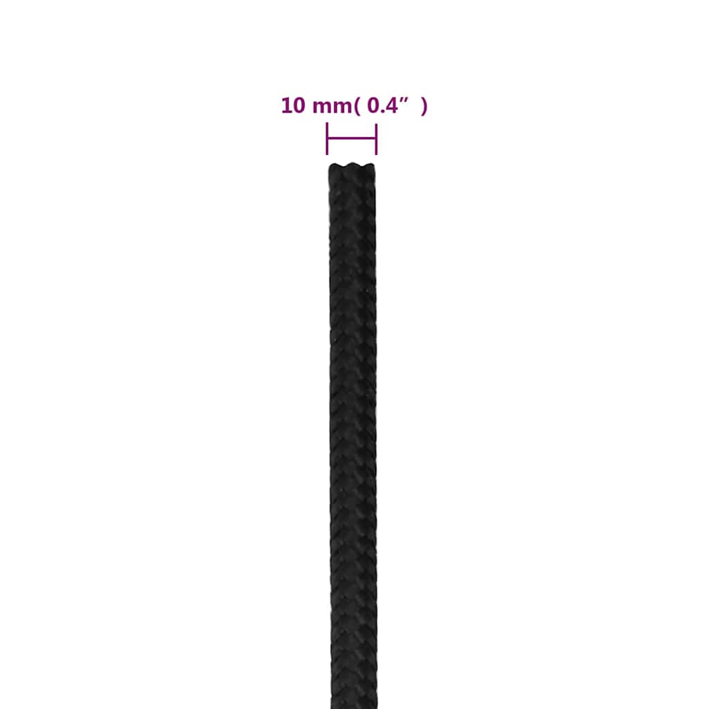 Boat Rope Full Black 10 mm 250 m Polypropylene