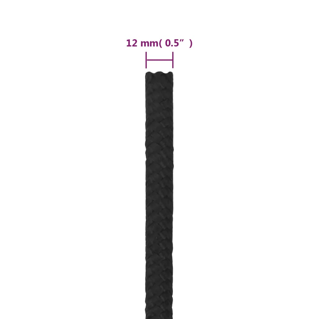 Boat Rope Full Black 12 mm 250 m Polypropylene